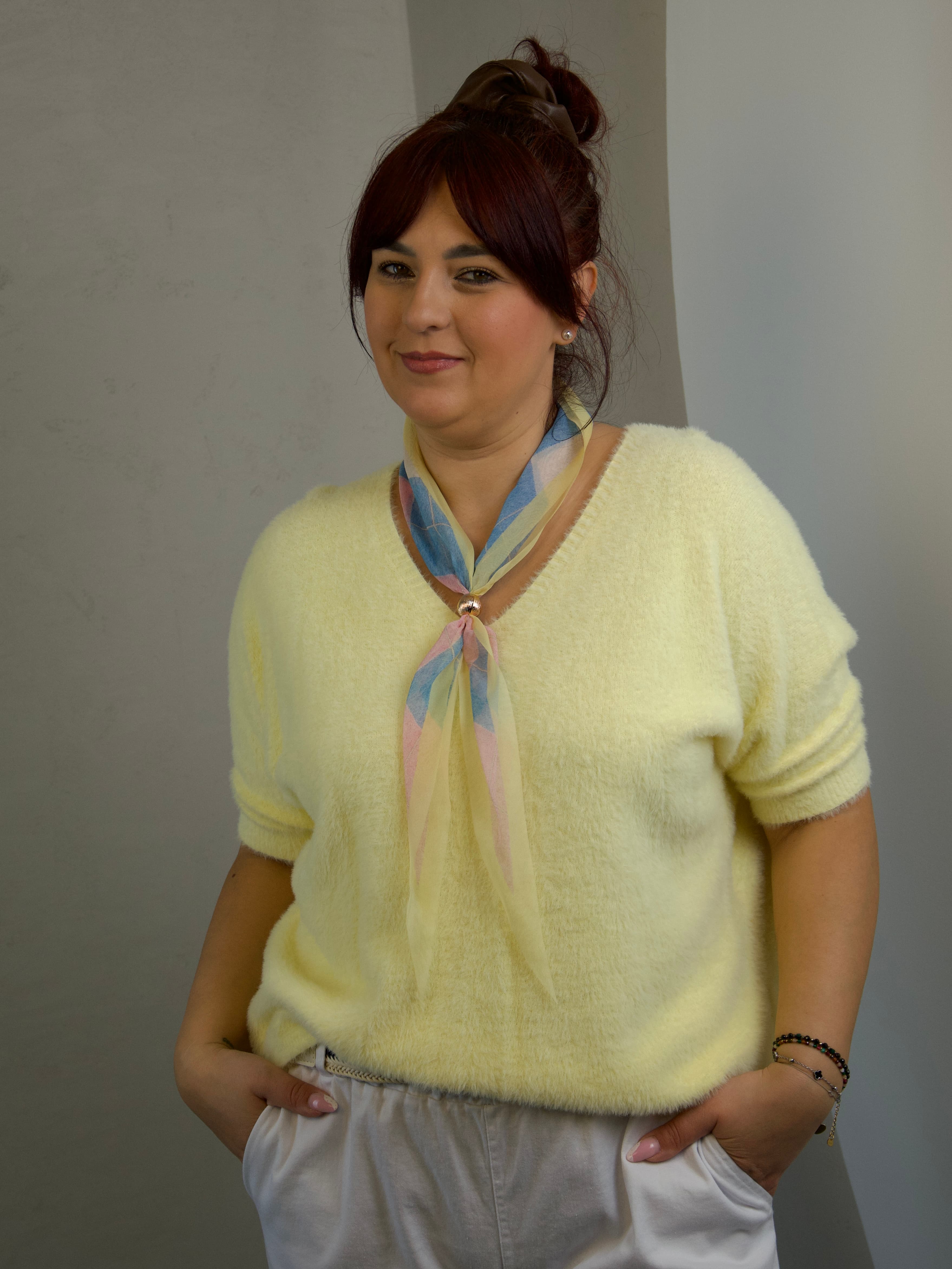 Sweater with neck scarf