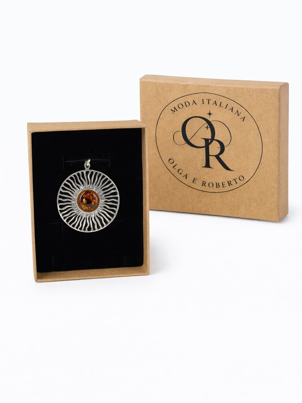 Round tea amber pendant