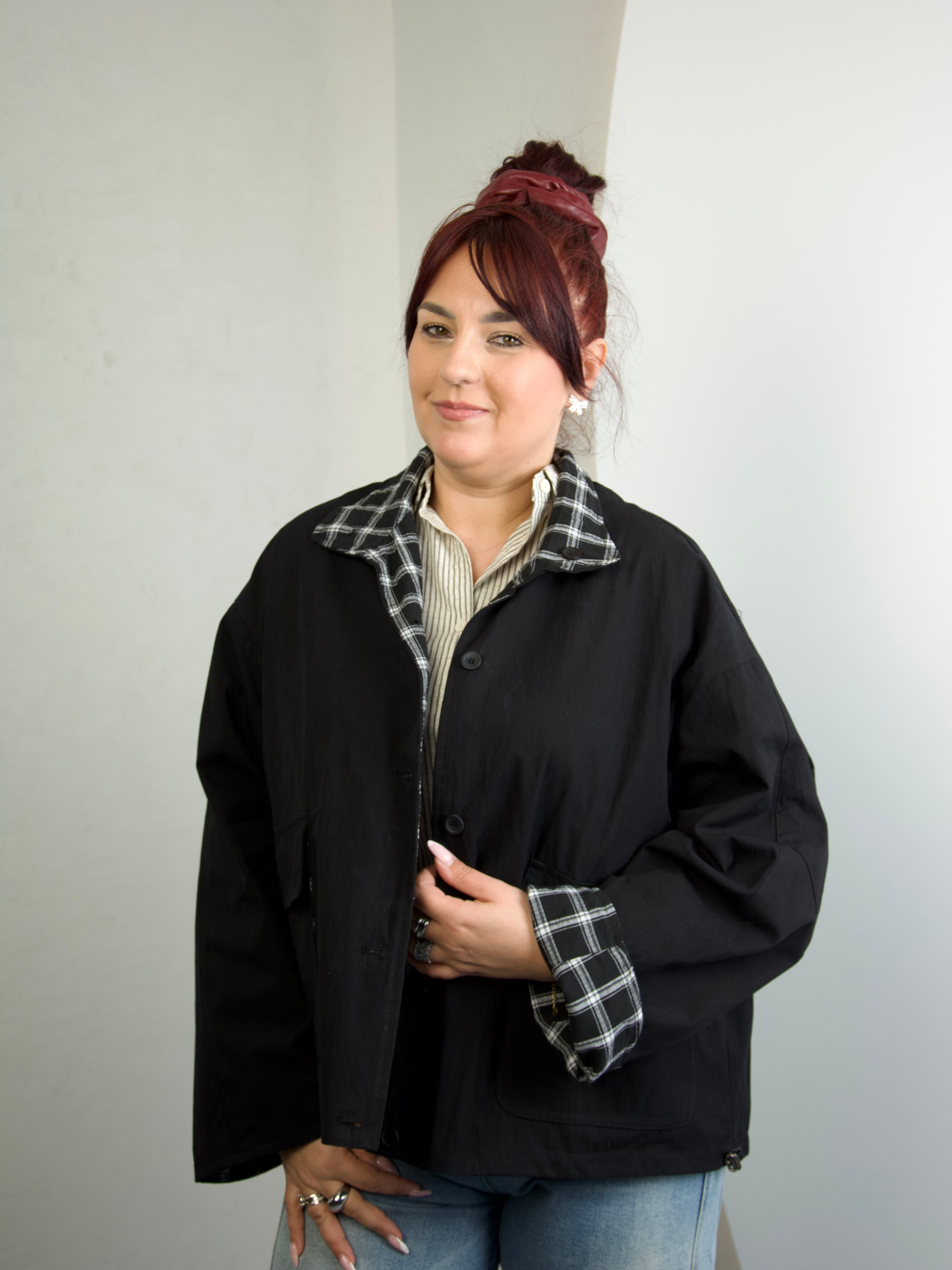 Reversible jacket with stand collar