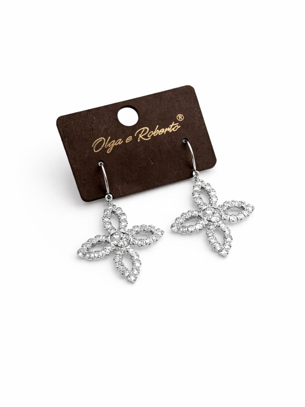 Flower earrings with cubic zirconia