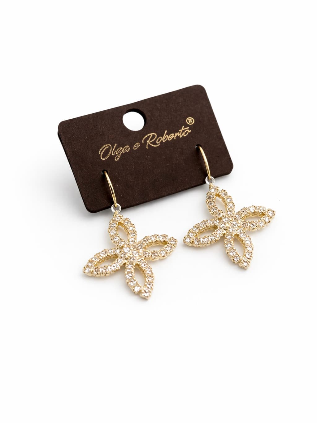 Flower earrings with cubic zirconia