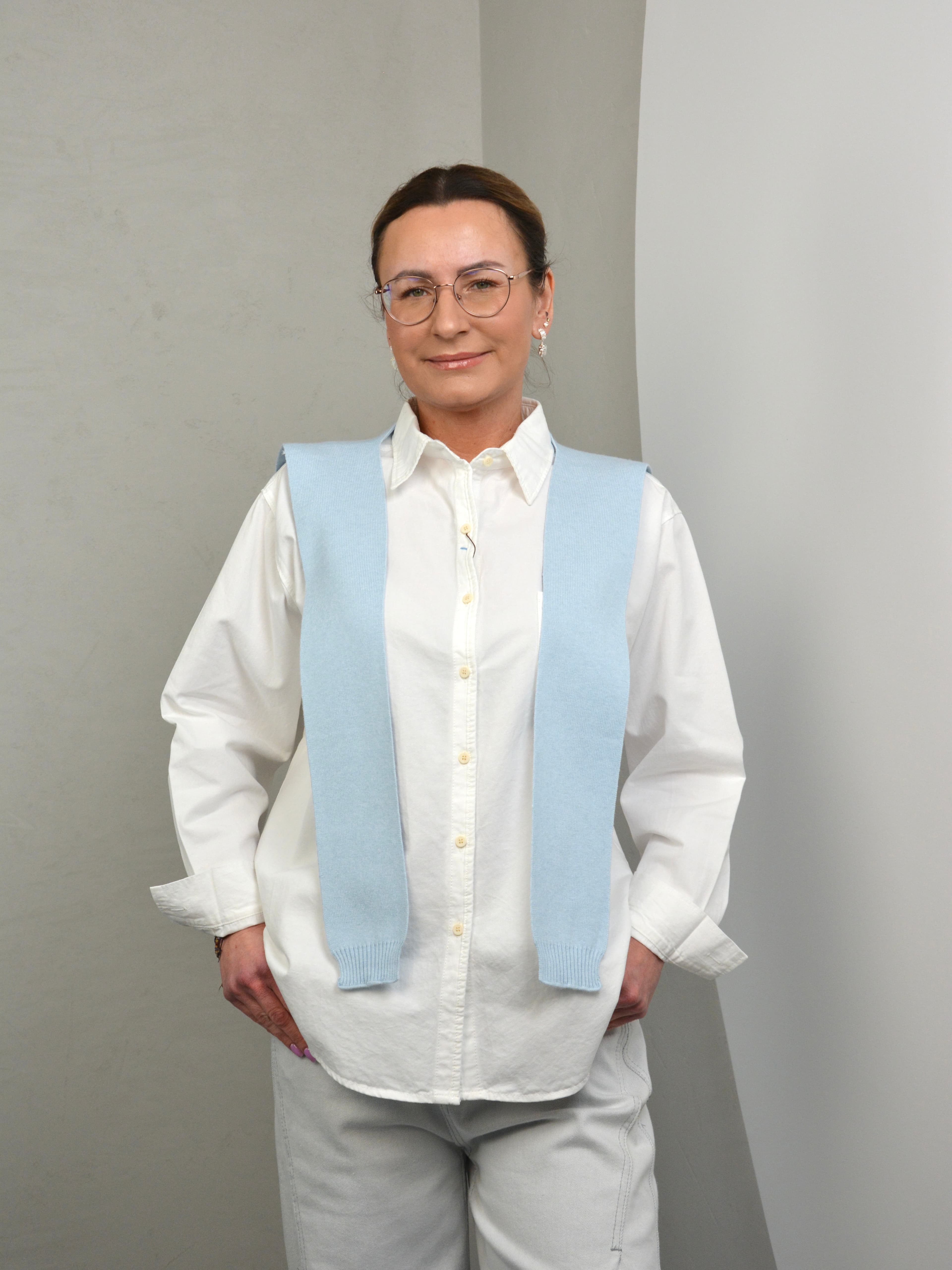 Koszula gładka z dzianinową narzutką