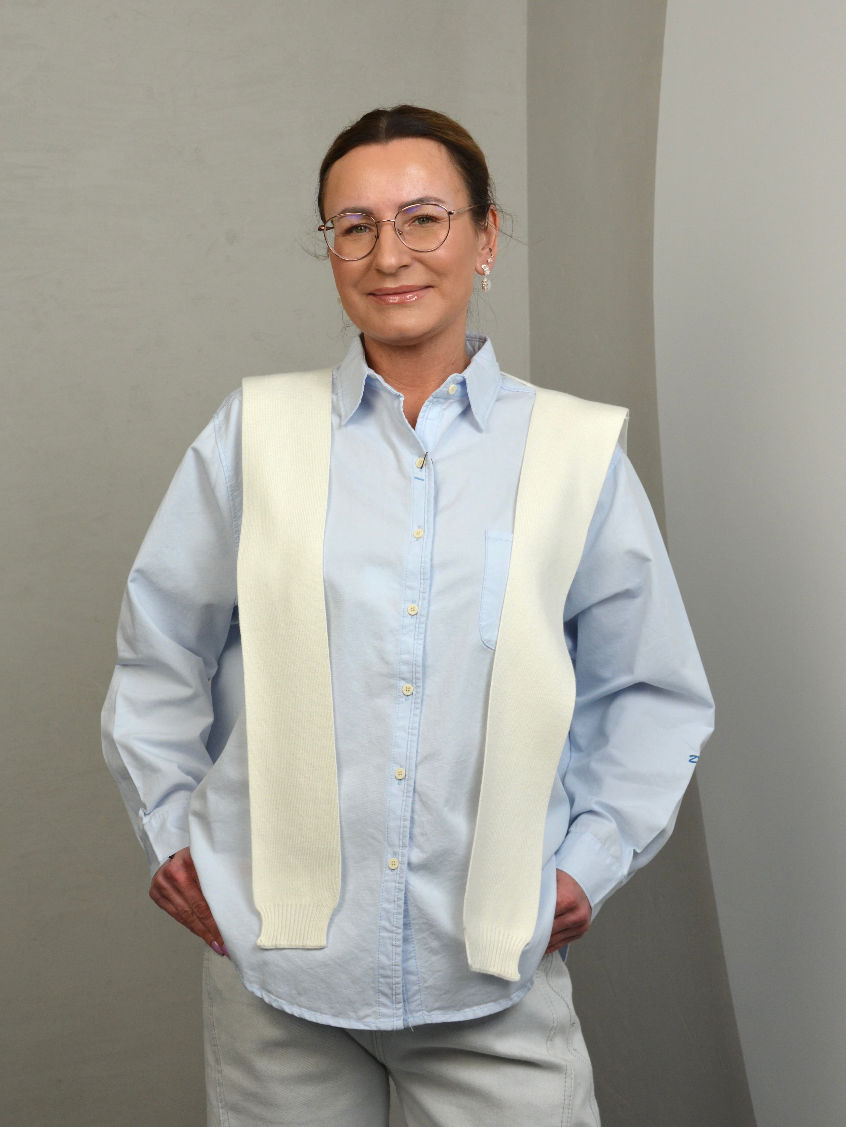 Koszula gładka z dzianinową narzutką