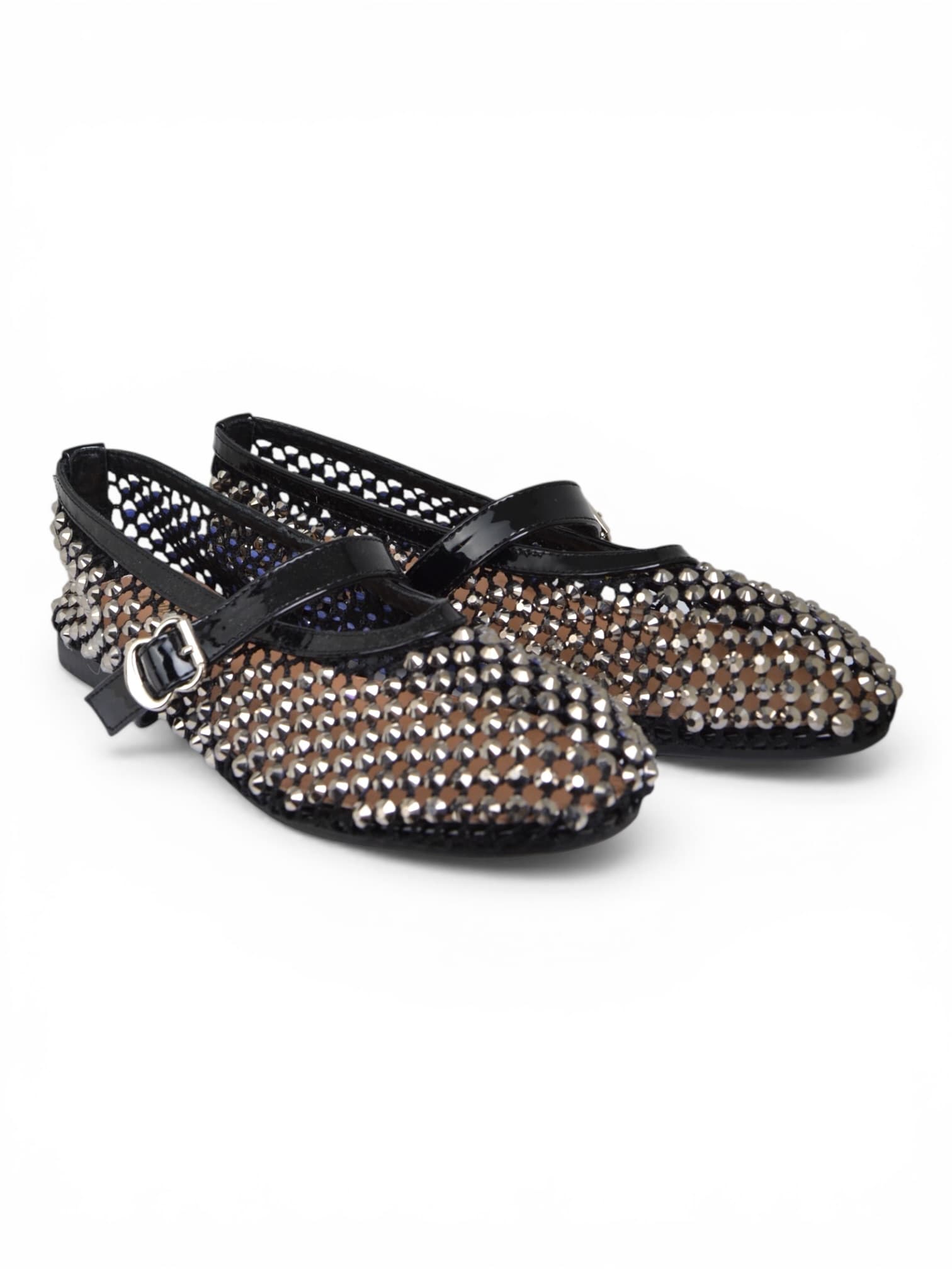 Baleriny siateczkowe z cyrkoniami  CZARNE