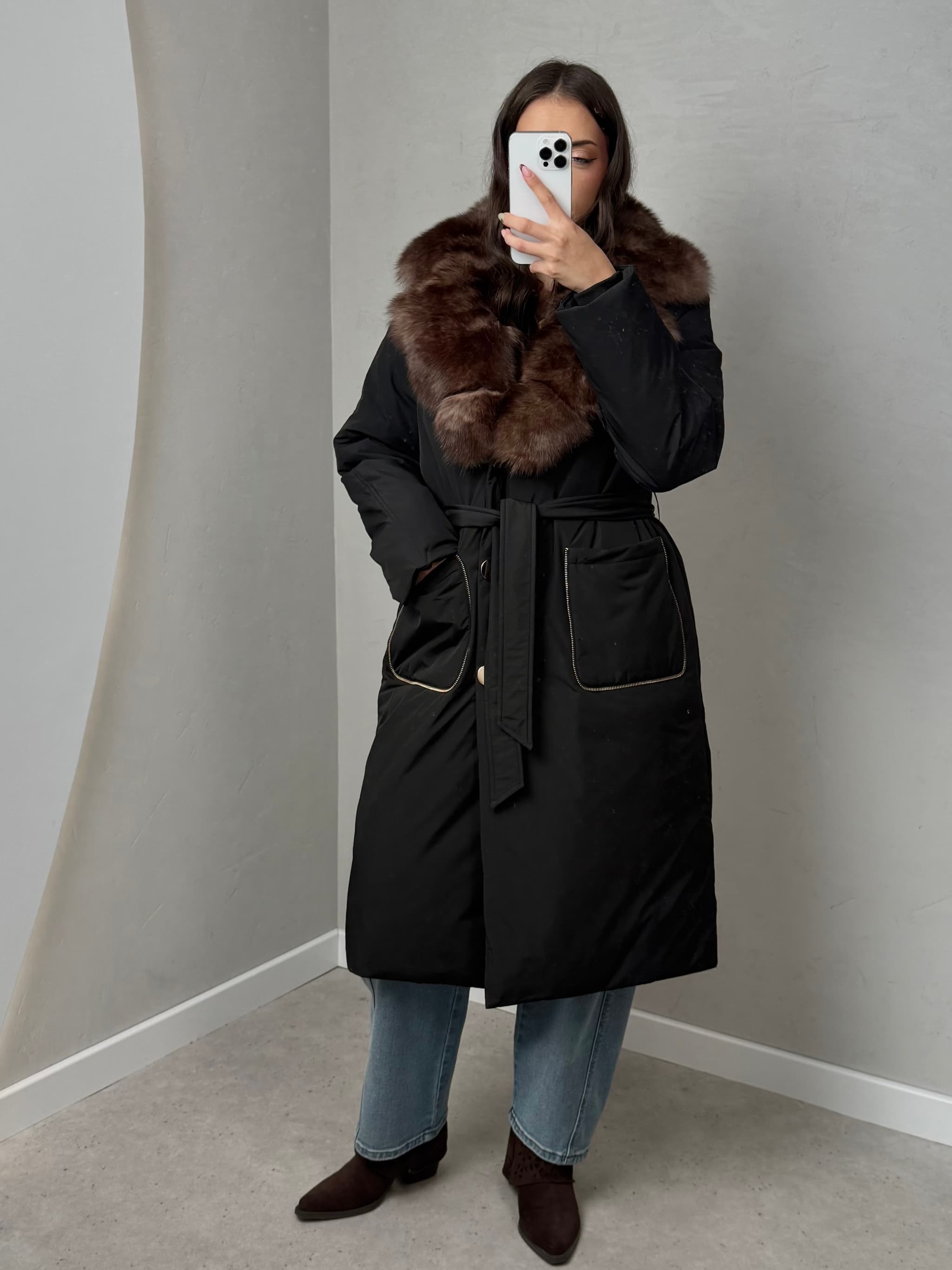 Płaszcz naturalny z futrem