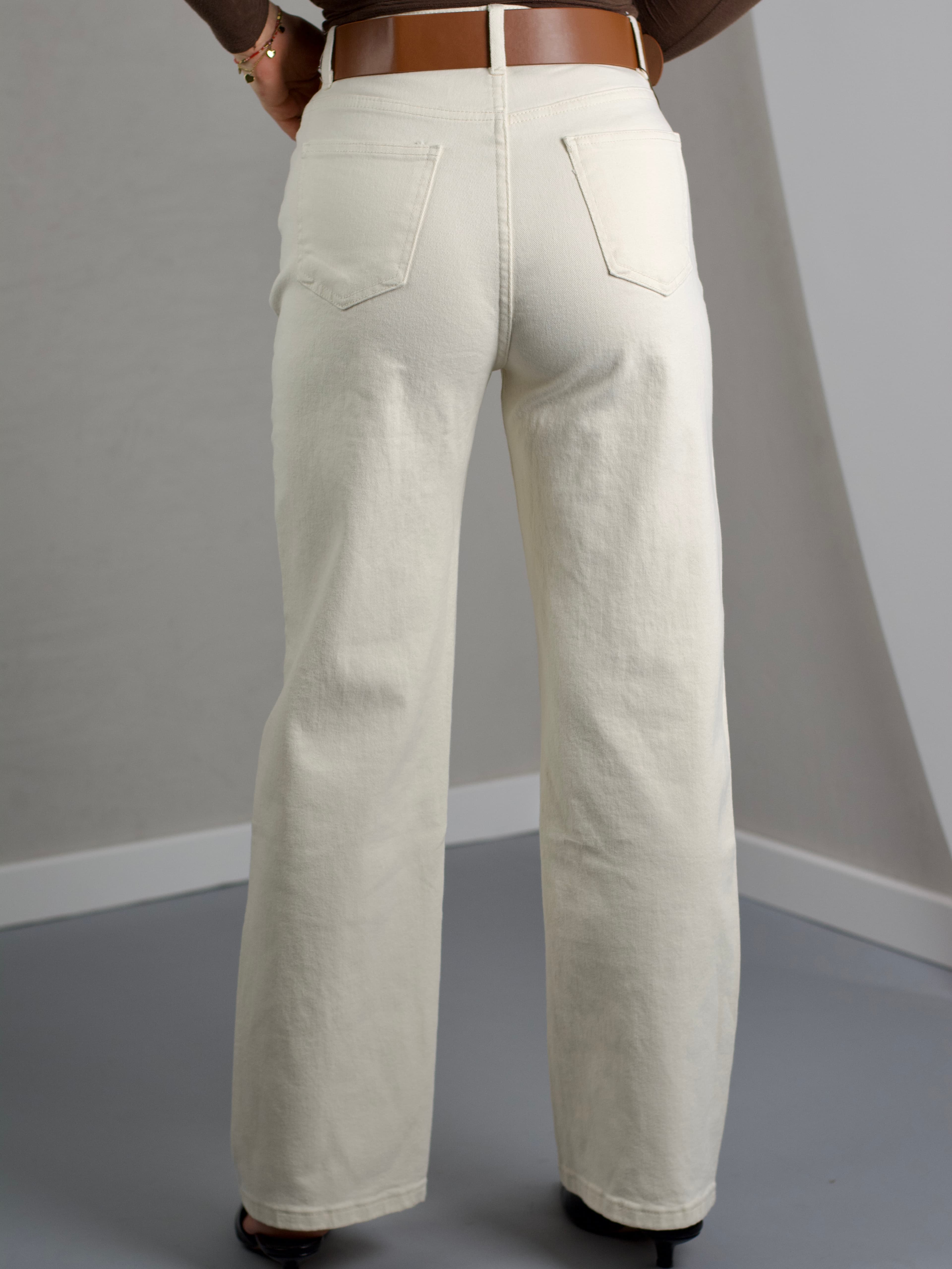 Cream wide-leg pants