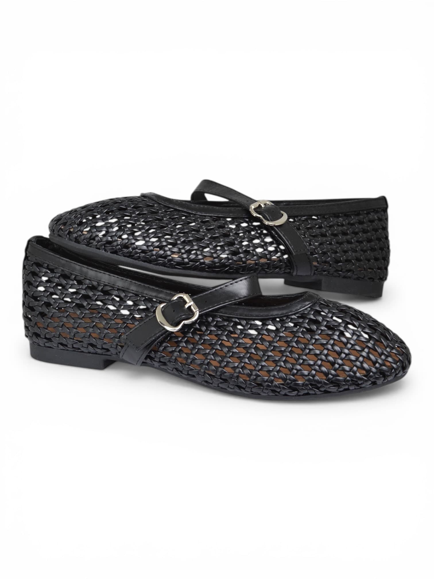 Baleriny plecione CZARNE