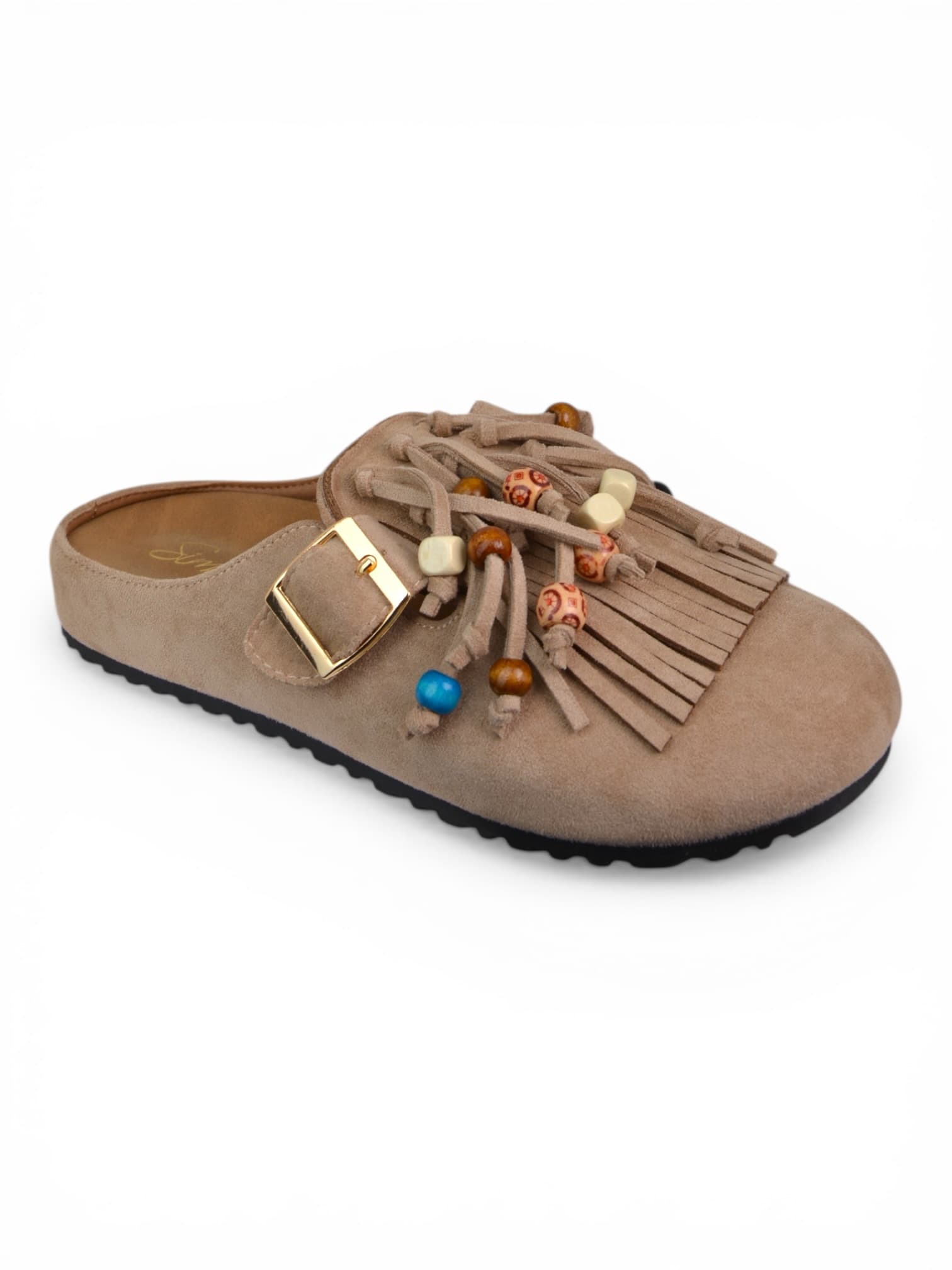 Klapki z frędzlami BEŻOWE