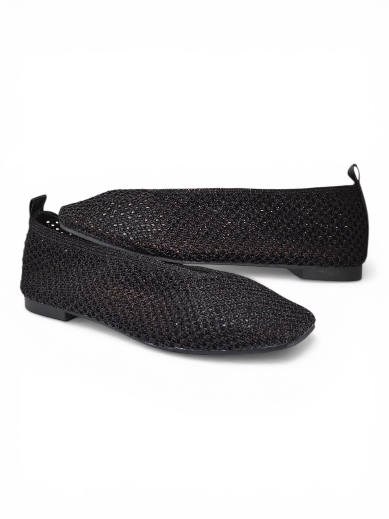 Plecione czarne baleriny