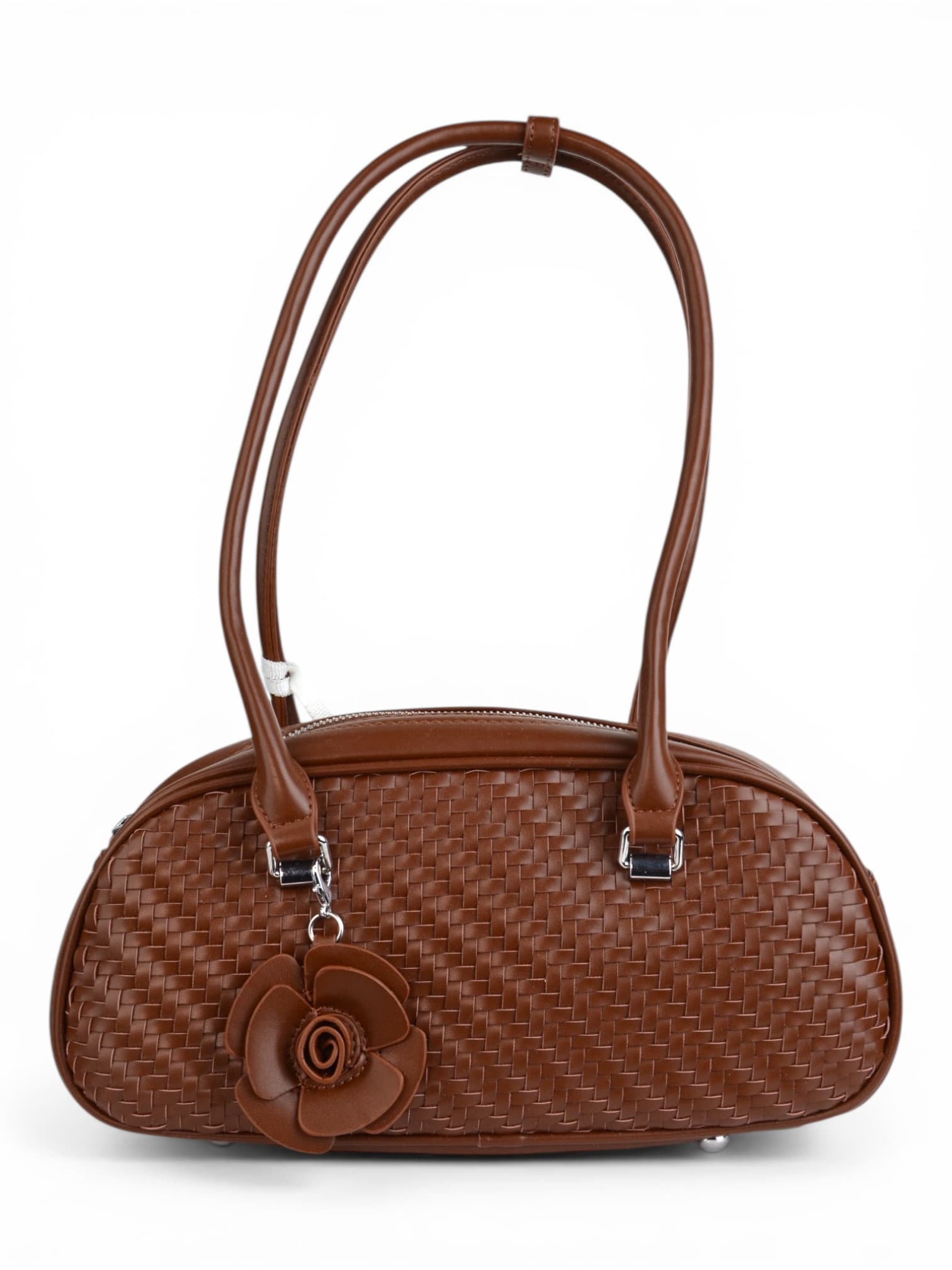 Torebka pleciona z brelokiem kwiatek