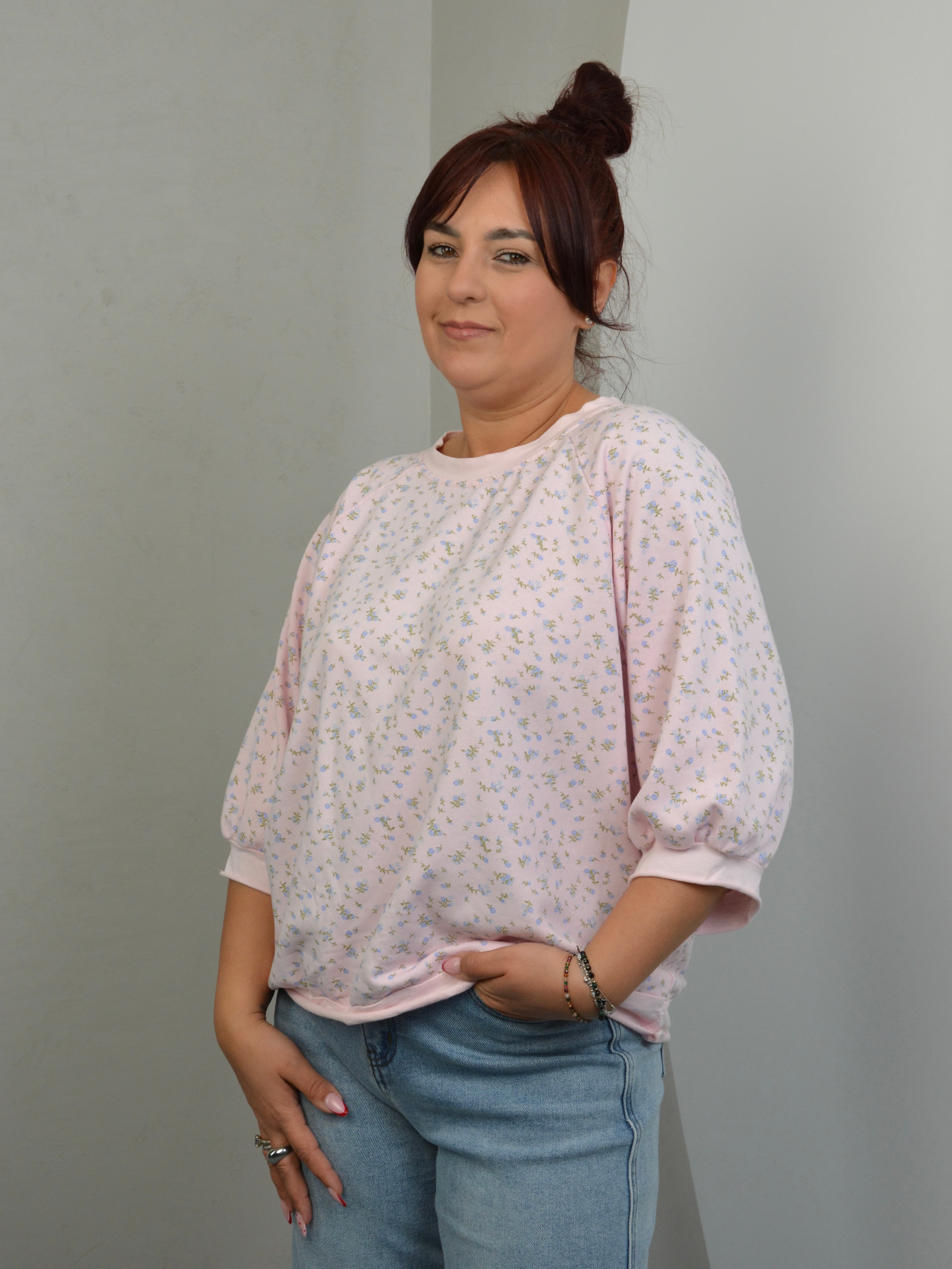 Bluzka 3/4 z kwiatami