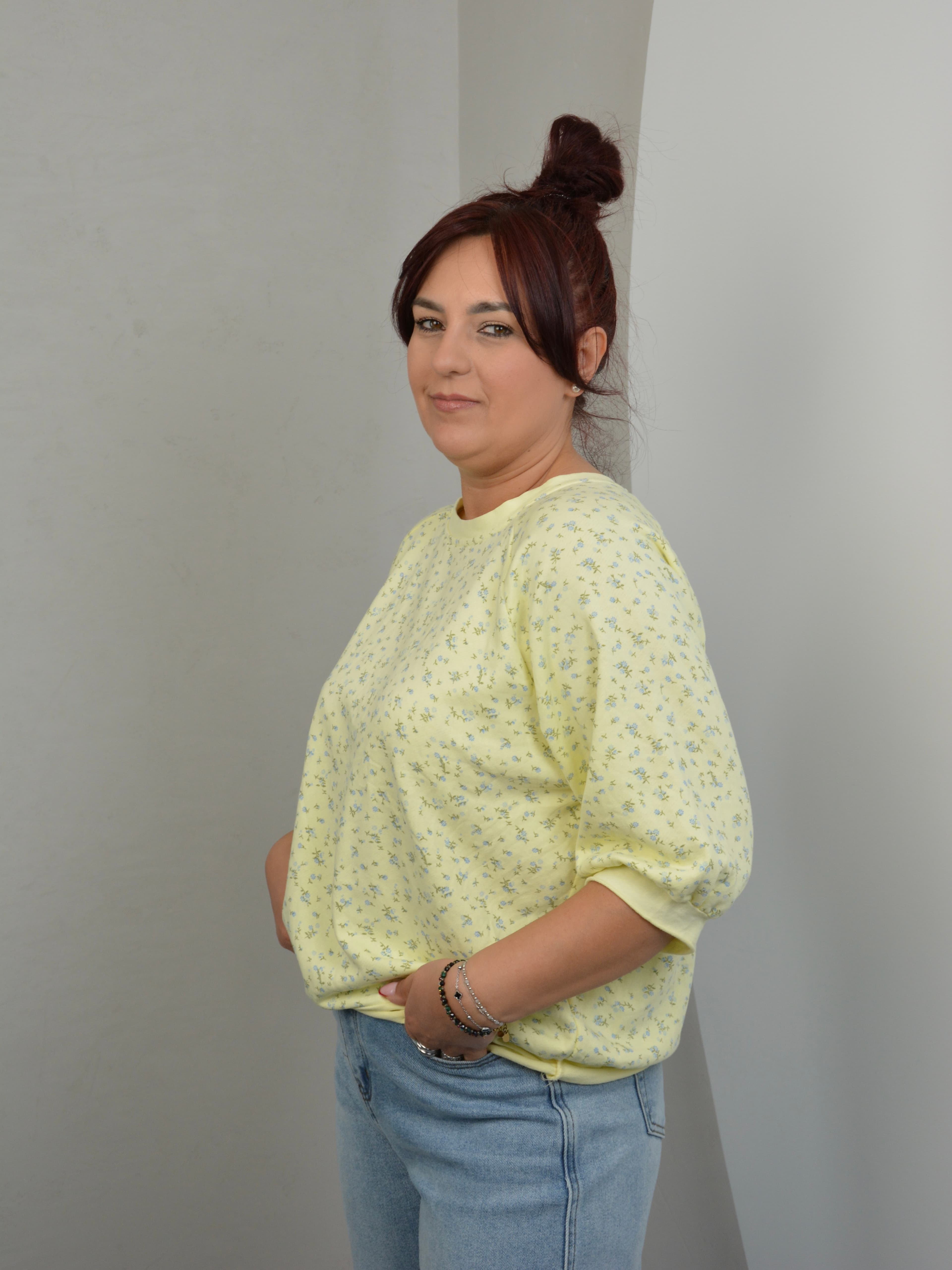 Bluzka 3/4 z kwiatami