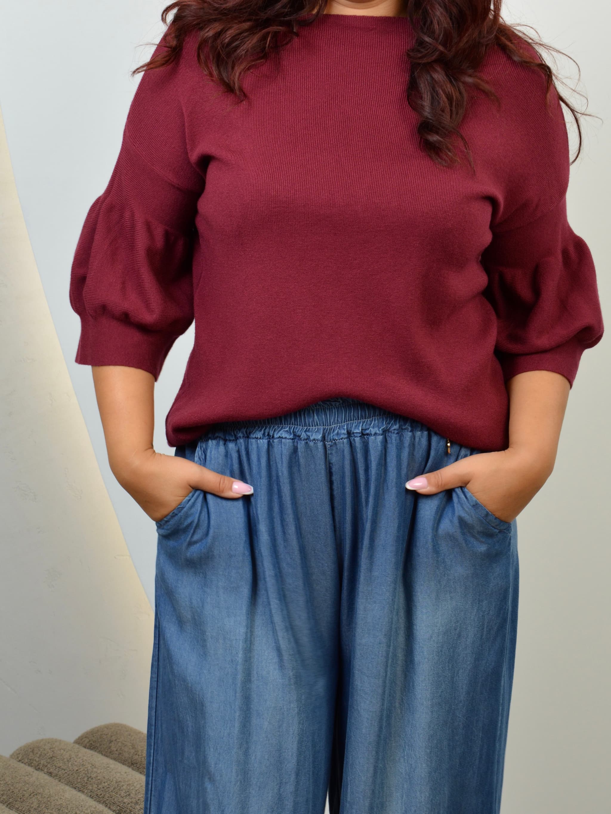 Sweter z bufiastymi rękawami
