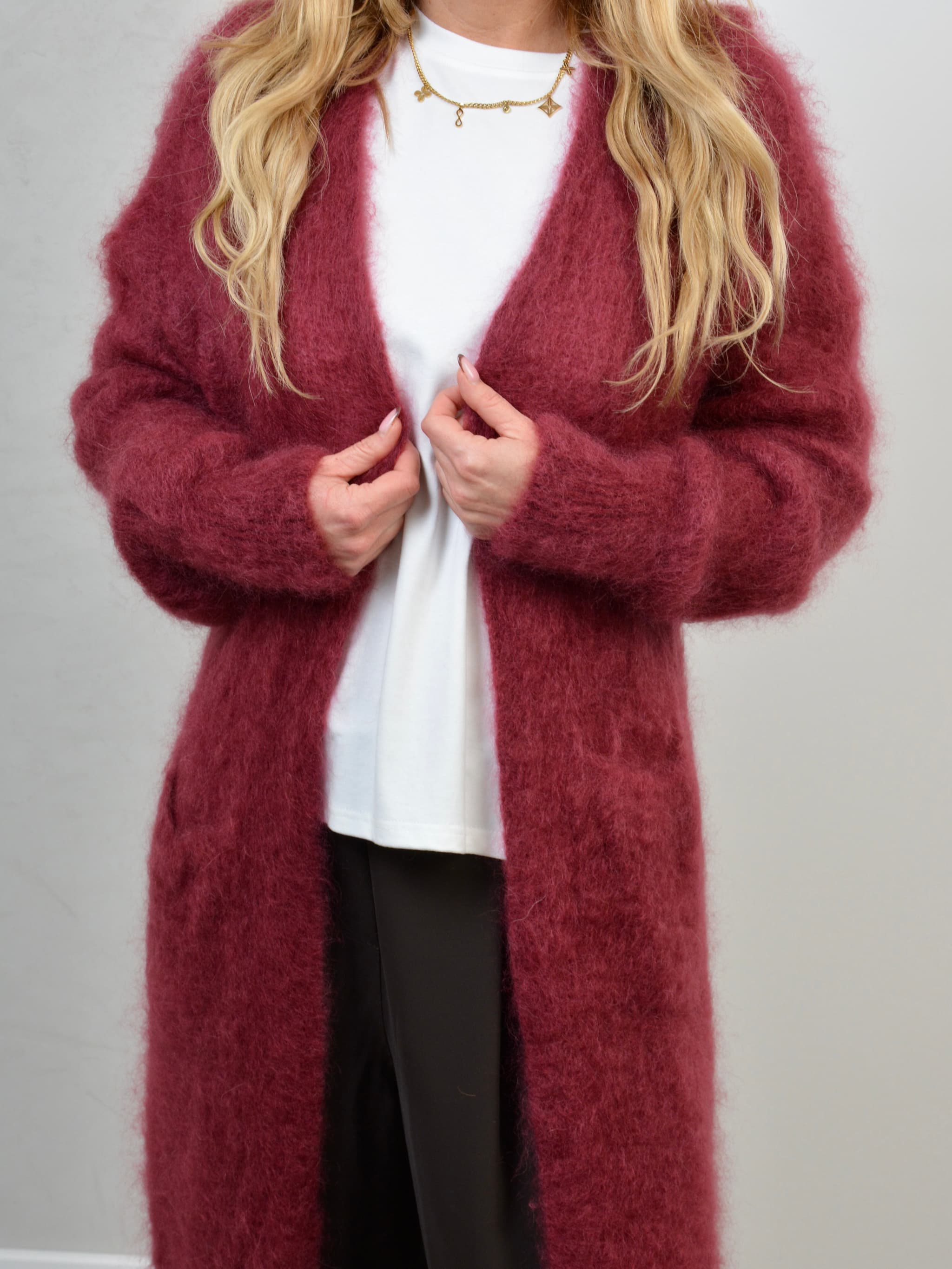 Kardigan długi kid mohair